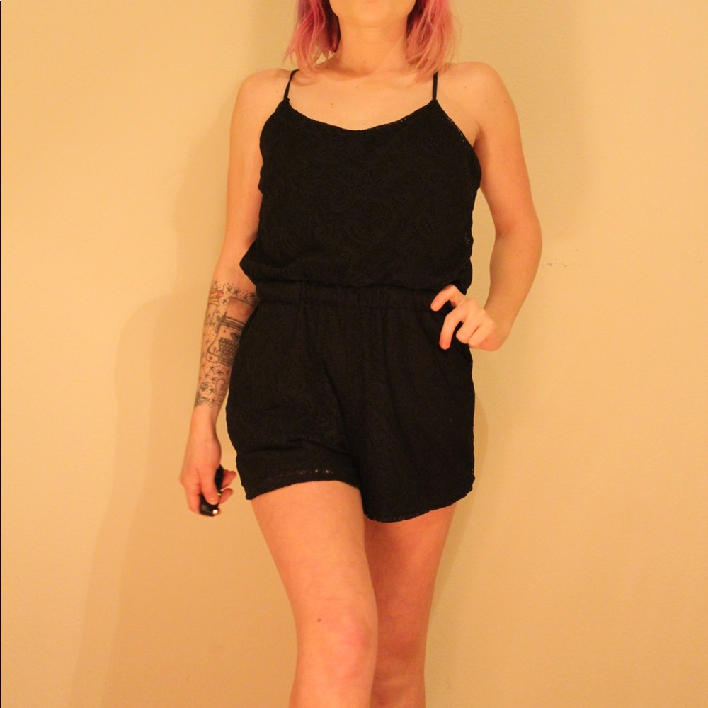 Floral Black Romper
